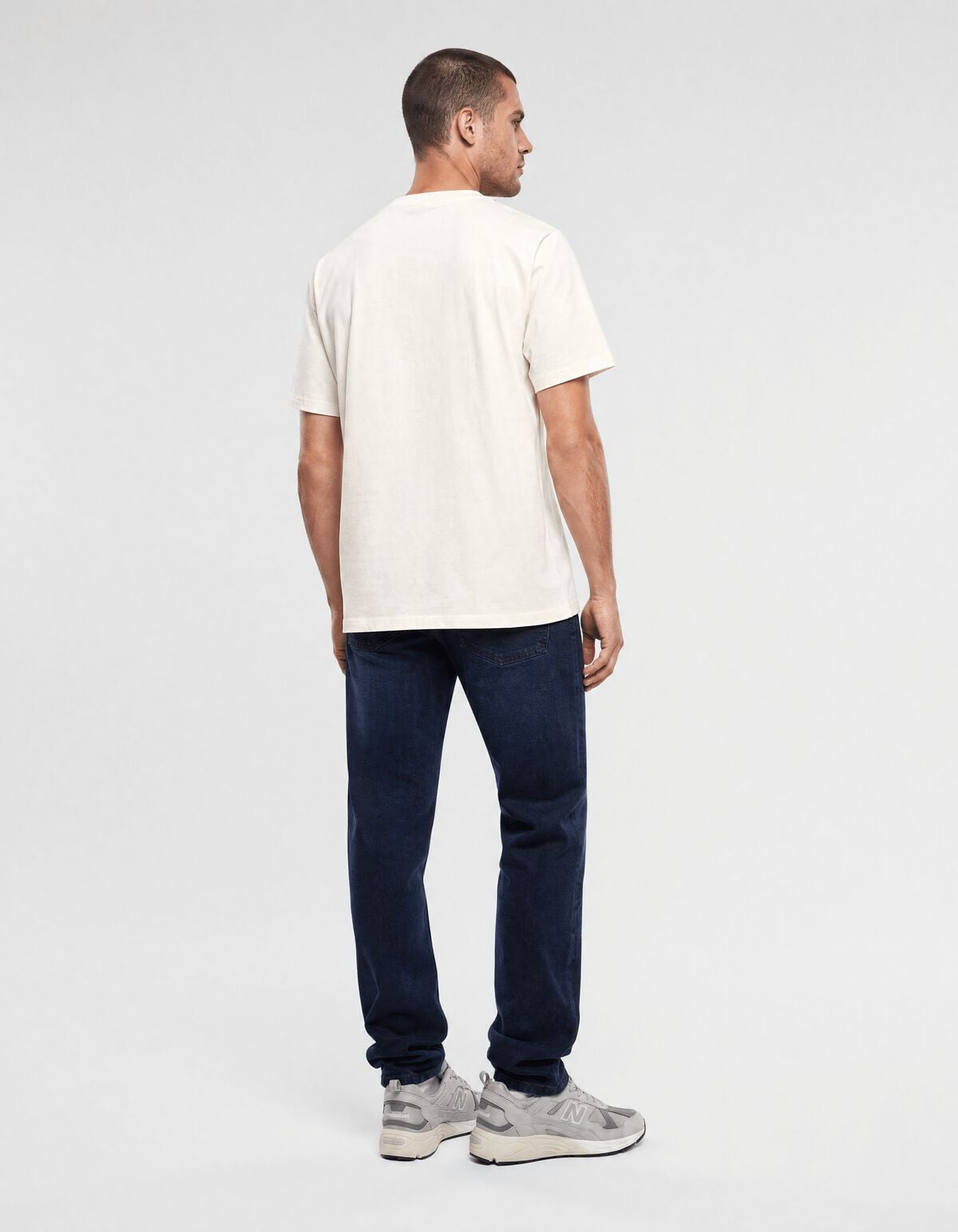Basis Label T-shirt Gebroken Wit