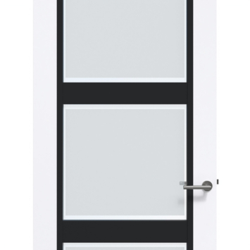 Arne & Bodil binnendeur ABB105 mat glas met blanke rand - extra wit afgelakt - glaslat diep zwart