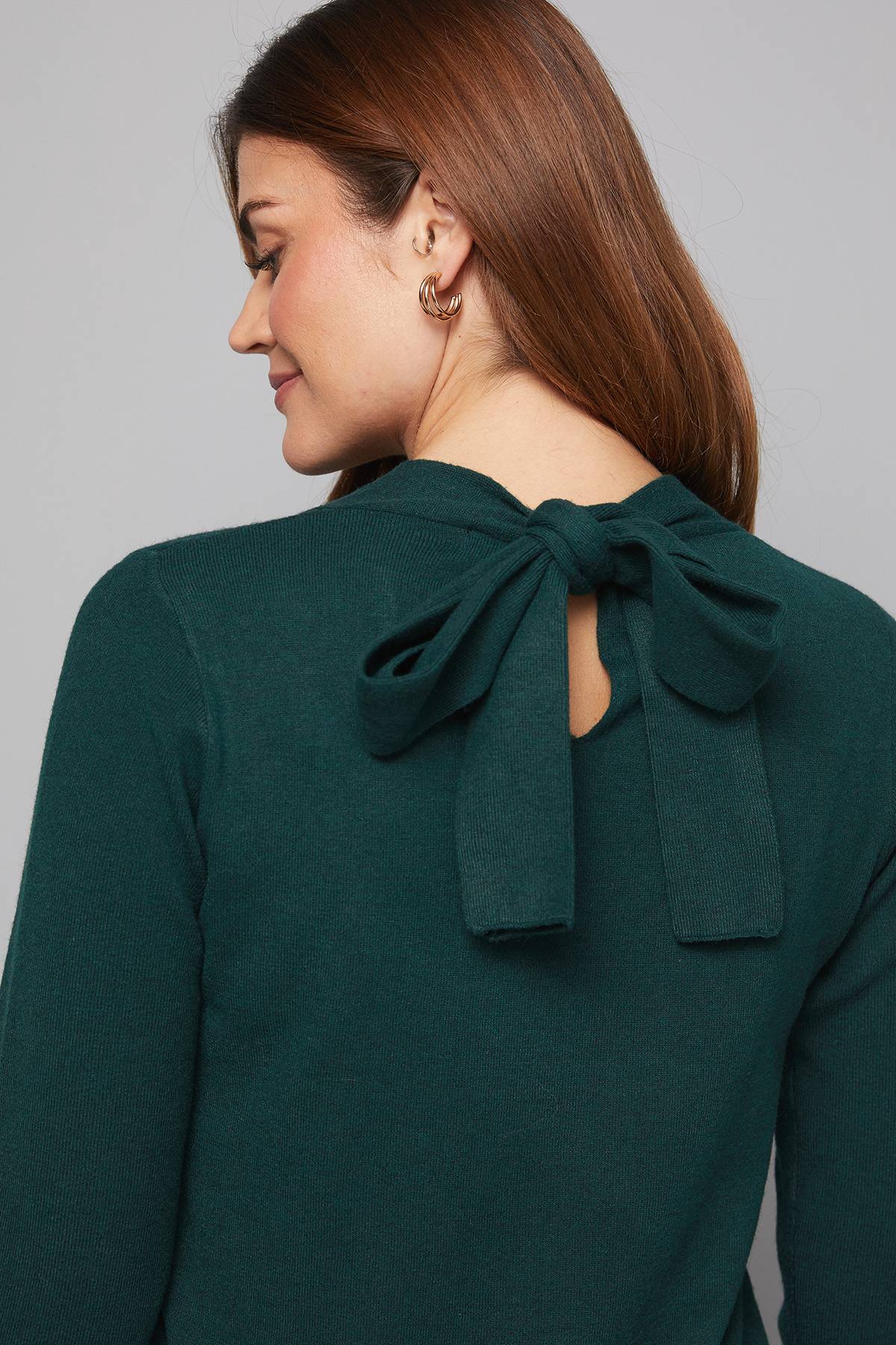 Wallis Robe Mi-Longue Verte à Col Croisé
