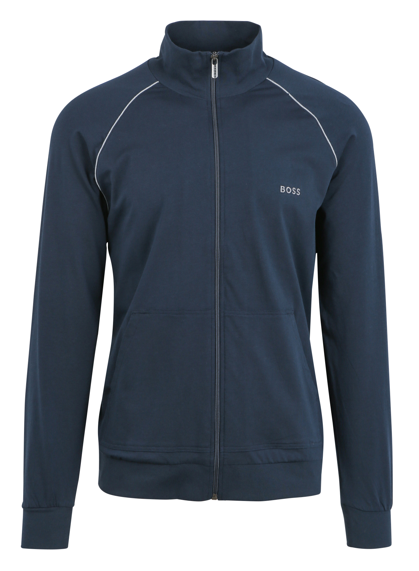 Veste col montant en coton mélangé | Bleu