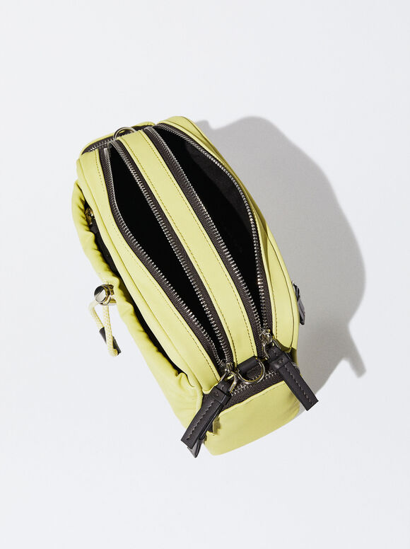 Bolsa de ombro com efeito nylon - Amarela