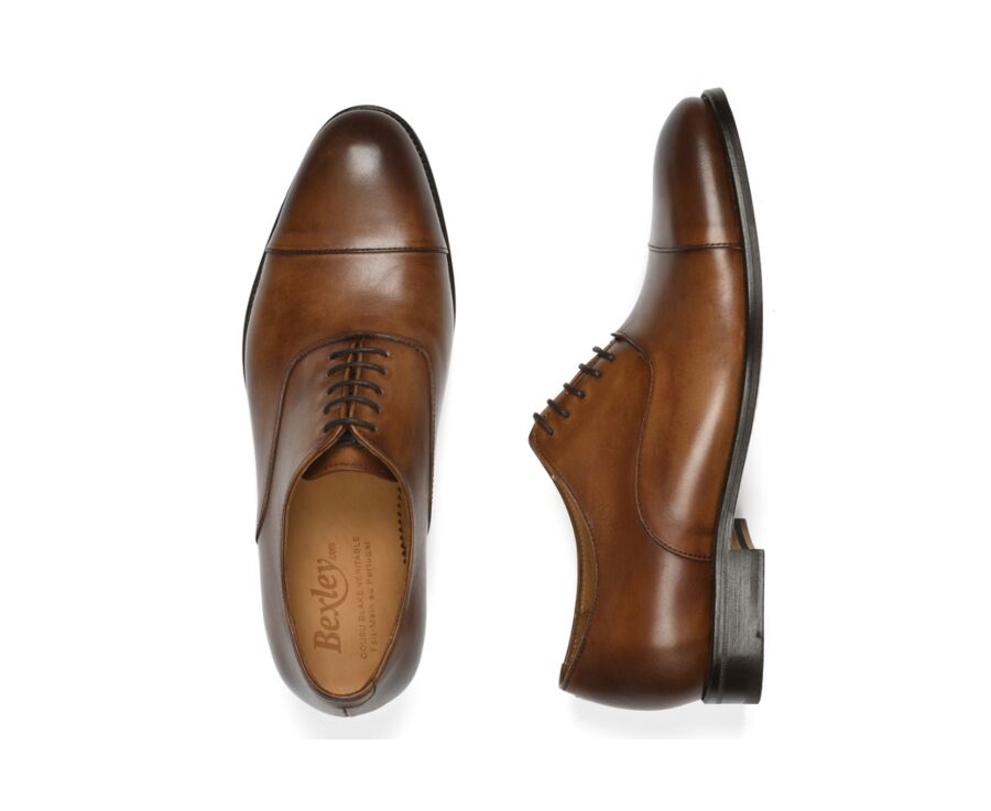 Richelieu homme Cognac Patiné semelle cuir - WINFORD