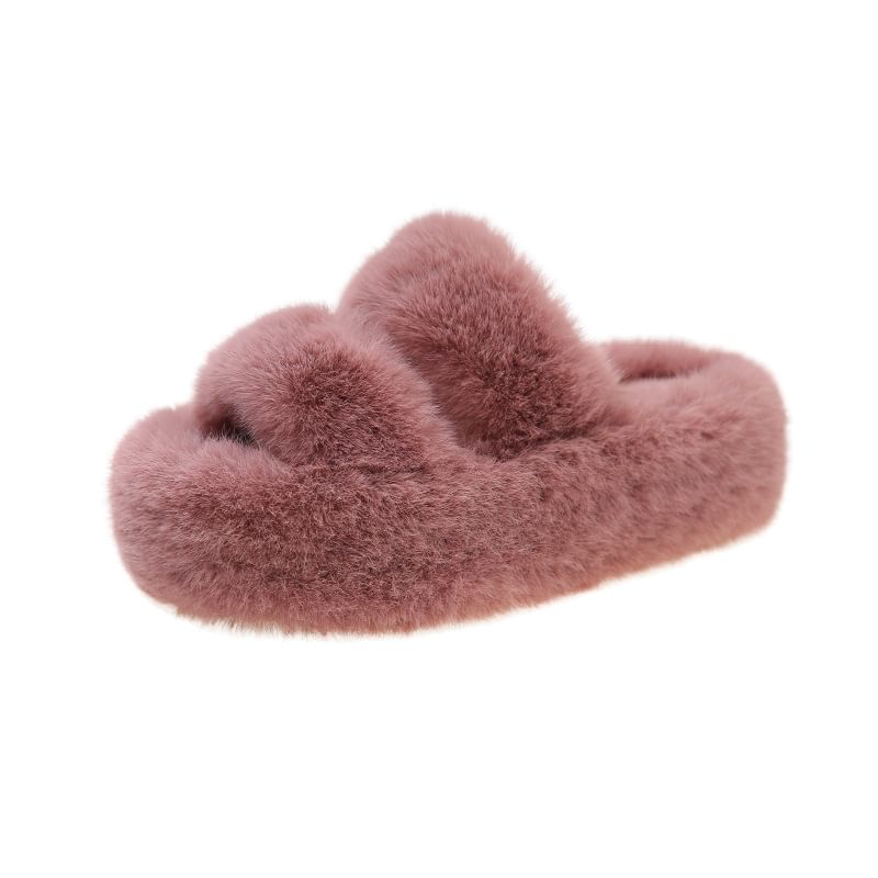 Asterisk - Platform Fluffy Slide Sandalen