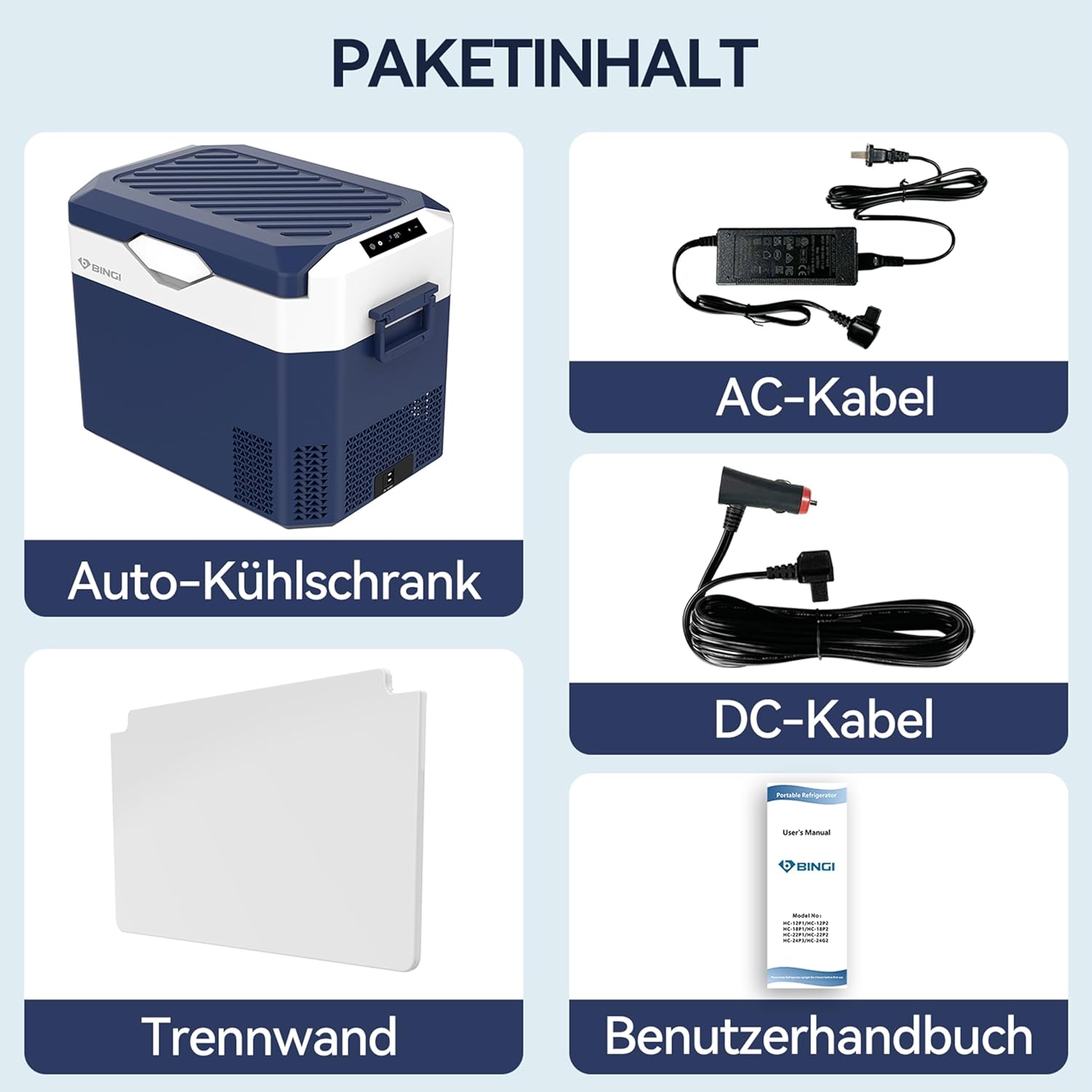 BINGI Kompressor Kühlbox 30 Liter Tragbarer Auto-Kühlschrank 12/24V DC und 230V AC Mini Gefrierschrank für Auto, LKW, Camping, Wohnmobil und Zuhause (15℃ bis -18℃)