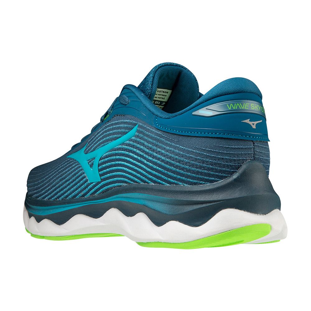 Mizuno WAVE SKY 5 - Chaussures running Homme moroccanb/peacockb/ggeck