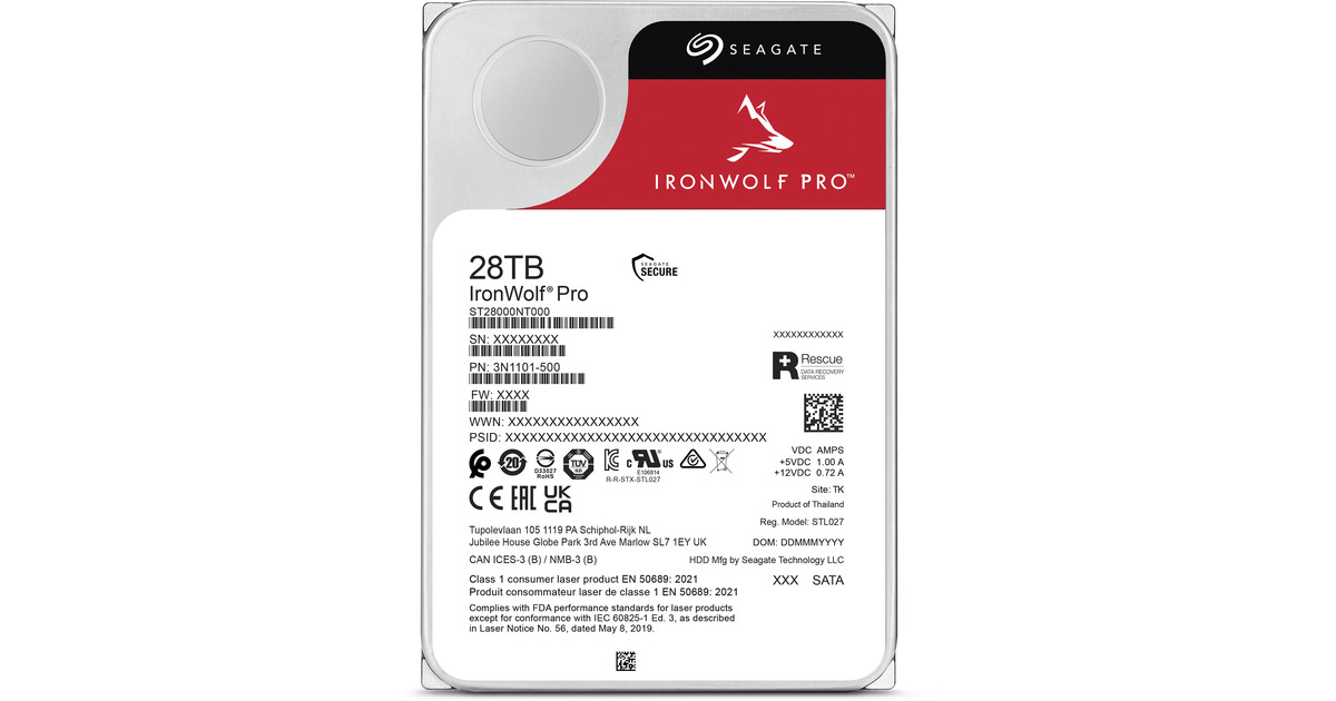 SeagateIronWolf Pro 28 TB harde schijf  (ST28000NT000, SATA/600, 24/7)