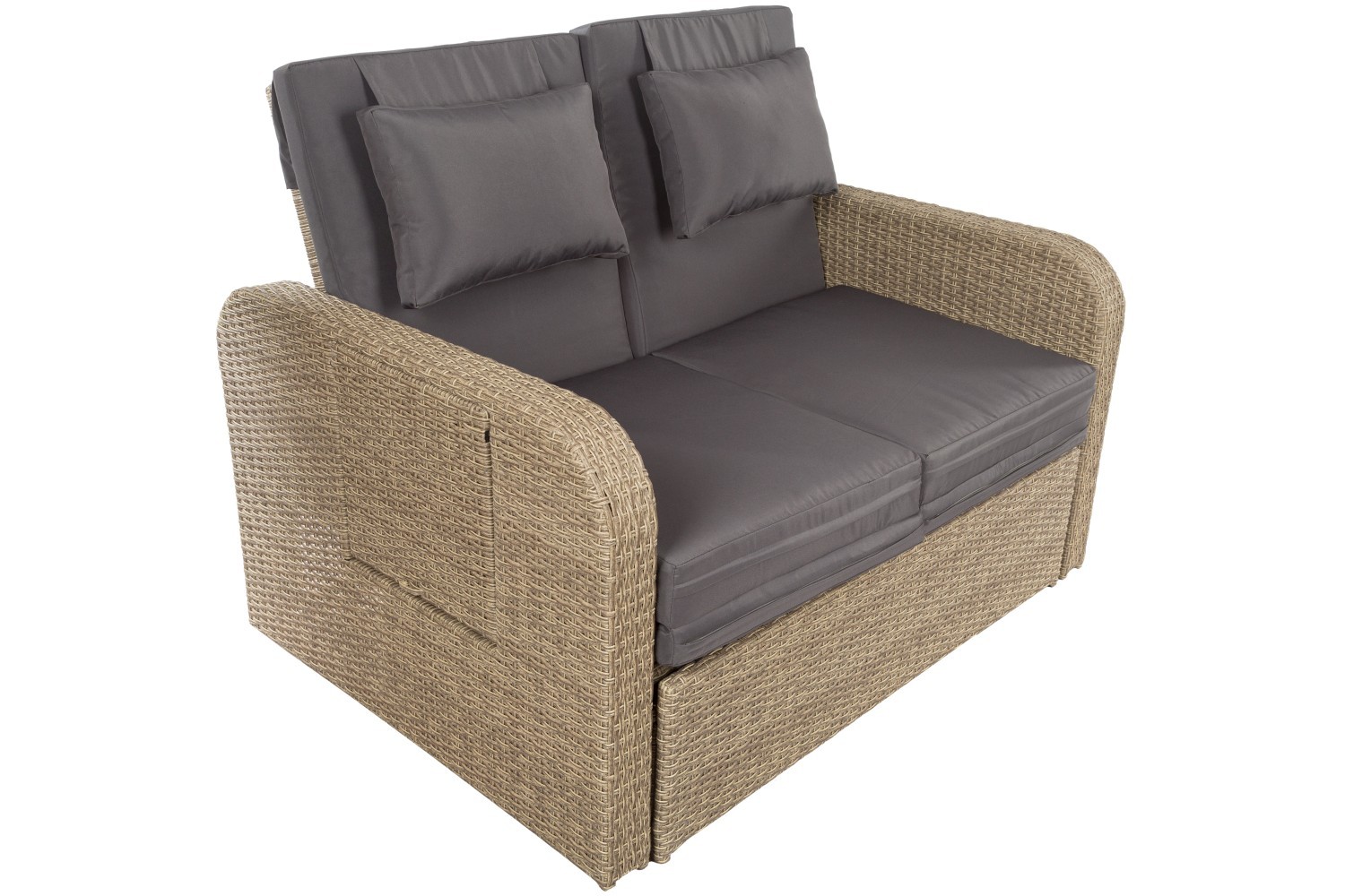 Gartenliege - beige-grau - multifunktional -mit Ablagefläche