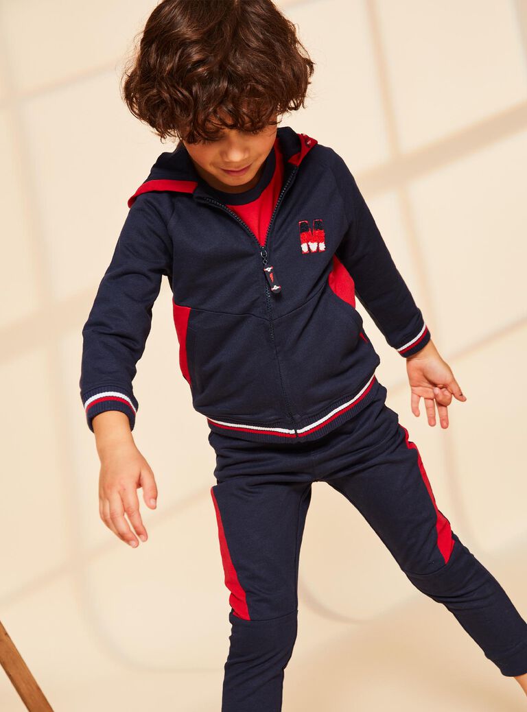 Sweat à capuche bleu marine à broderie M