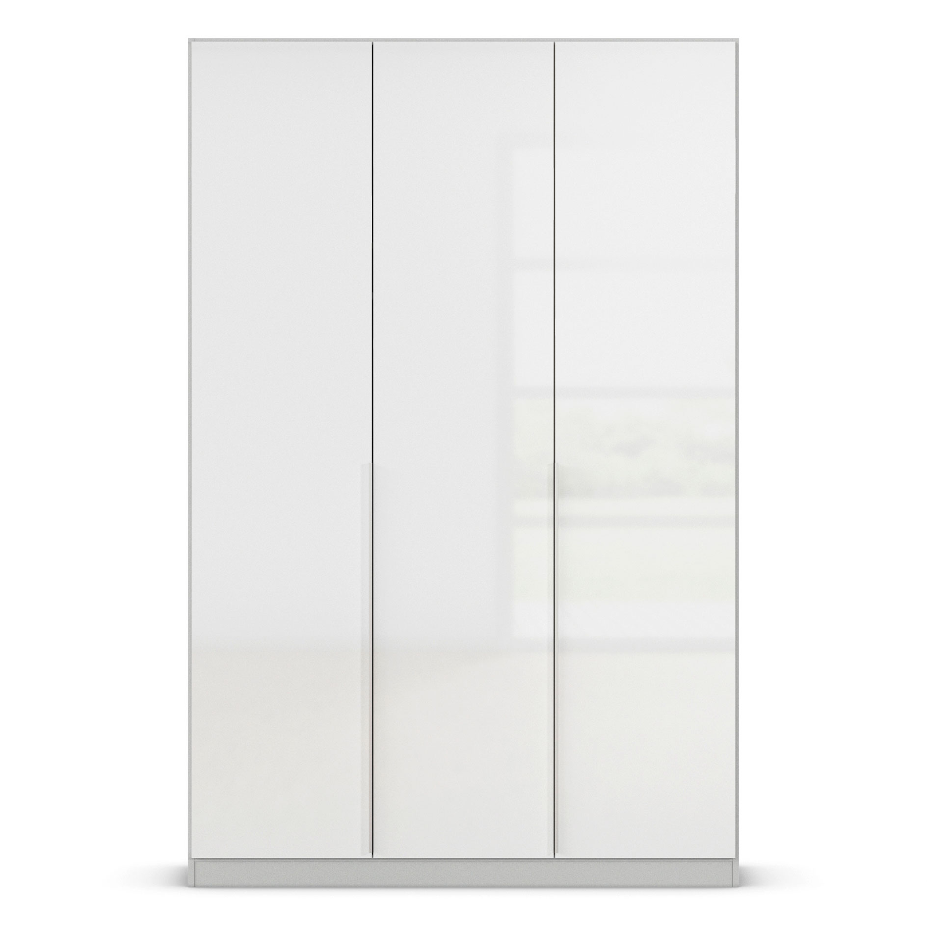 Drehtürenschrank - weiß Hochglanz - seidengrau - 3-türig - 136x210 cm