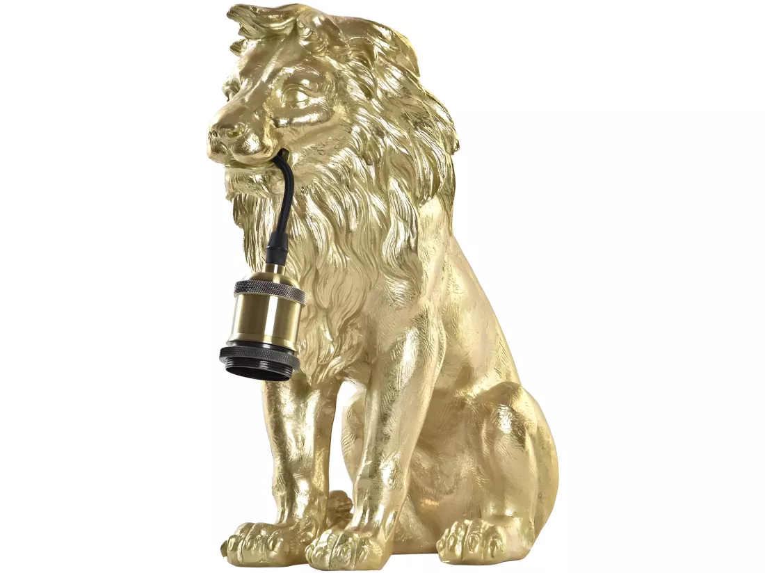 Lampe à poser lion doré 35.5 cm