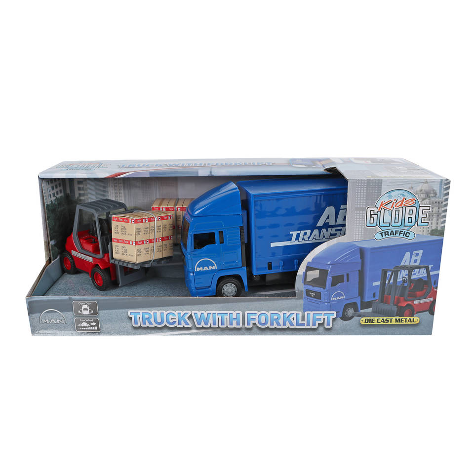 Kids Globe Traffic vrachtwagen met vorkheftruck