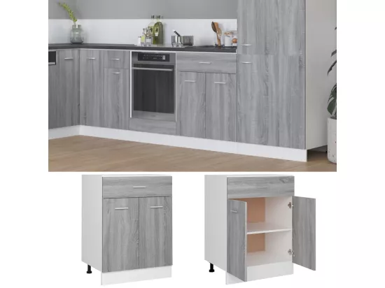 Armoire de plancher à tiroir Sonoma gris 60x46x81,5 cm