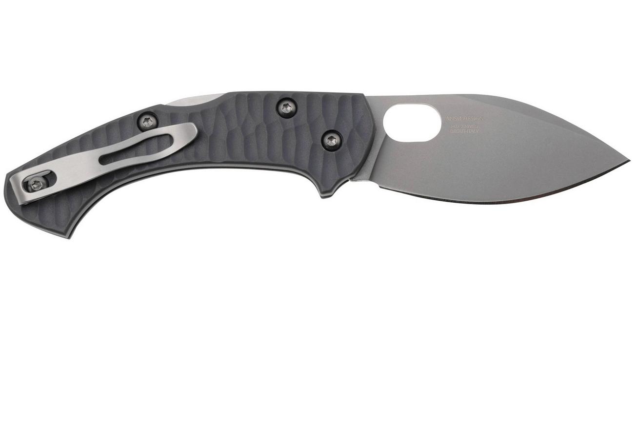 Fox Knives Zero 2.0 Desert Warrior FX-311-GY Wolf Grey FRN, Top Shield Bead Blasted Blade zakmes, Jens Ansø design