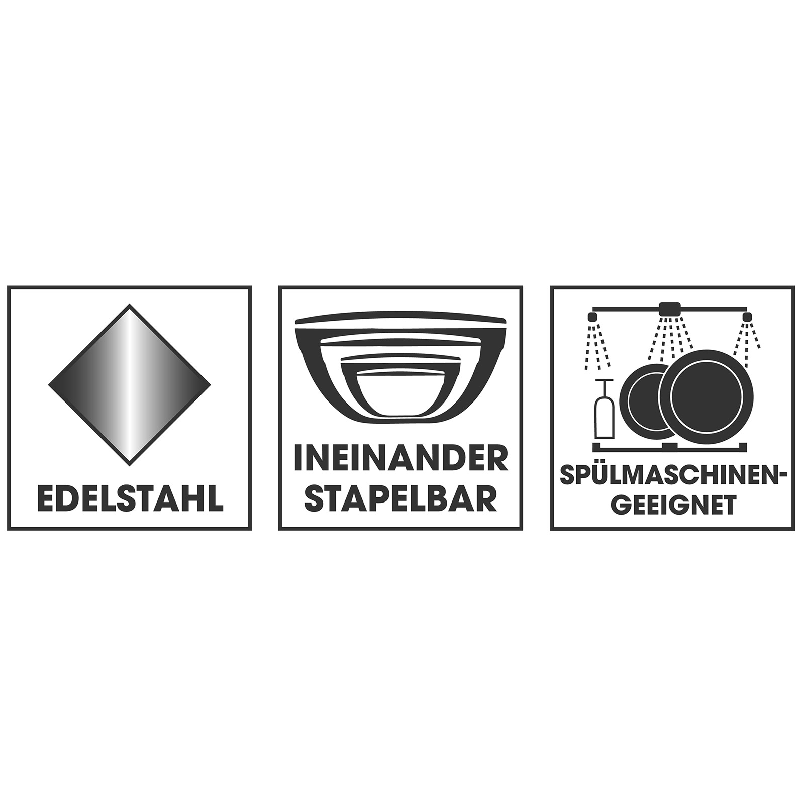 4-teiliges Schüsselset - stapelbar - Edelstahl