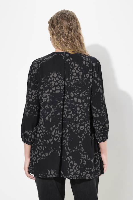 Smokbluse, floraler Druck, Rundhals, 3/4-Arm