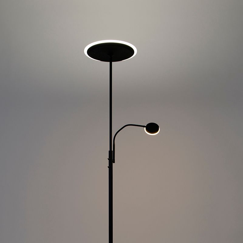 Moderne vloerlamp zwart incl. LED dimbaar met leesarm - Strela