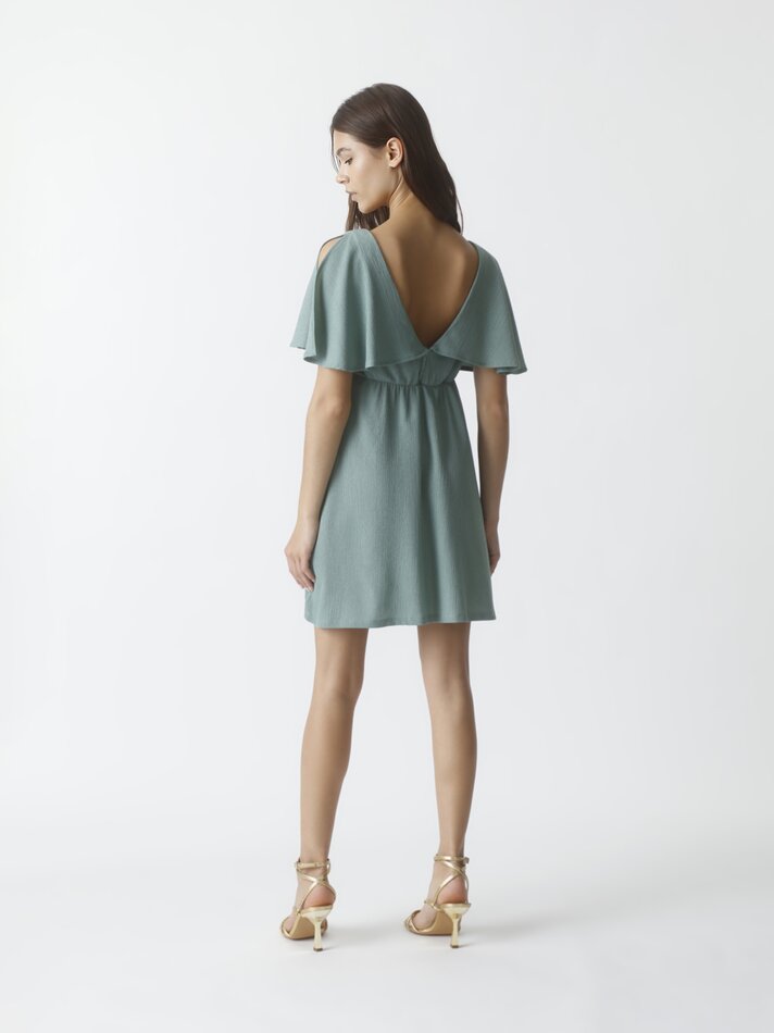 Vestido de verão com babados - Verde Grama