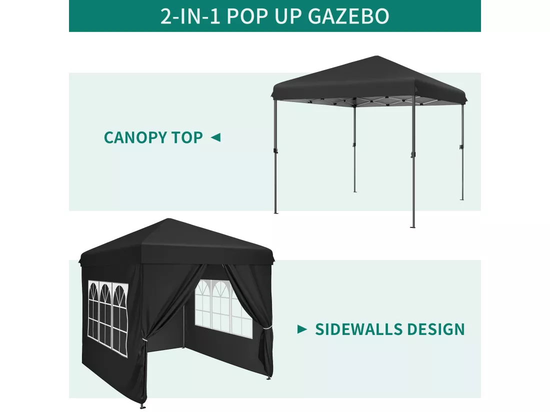 YITAHOME 3x3 Tonnelle de Jardin Pliante avec Parois - Résistant aux UV - Réglable Hauteur - Gris Profonde