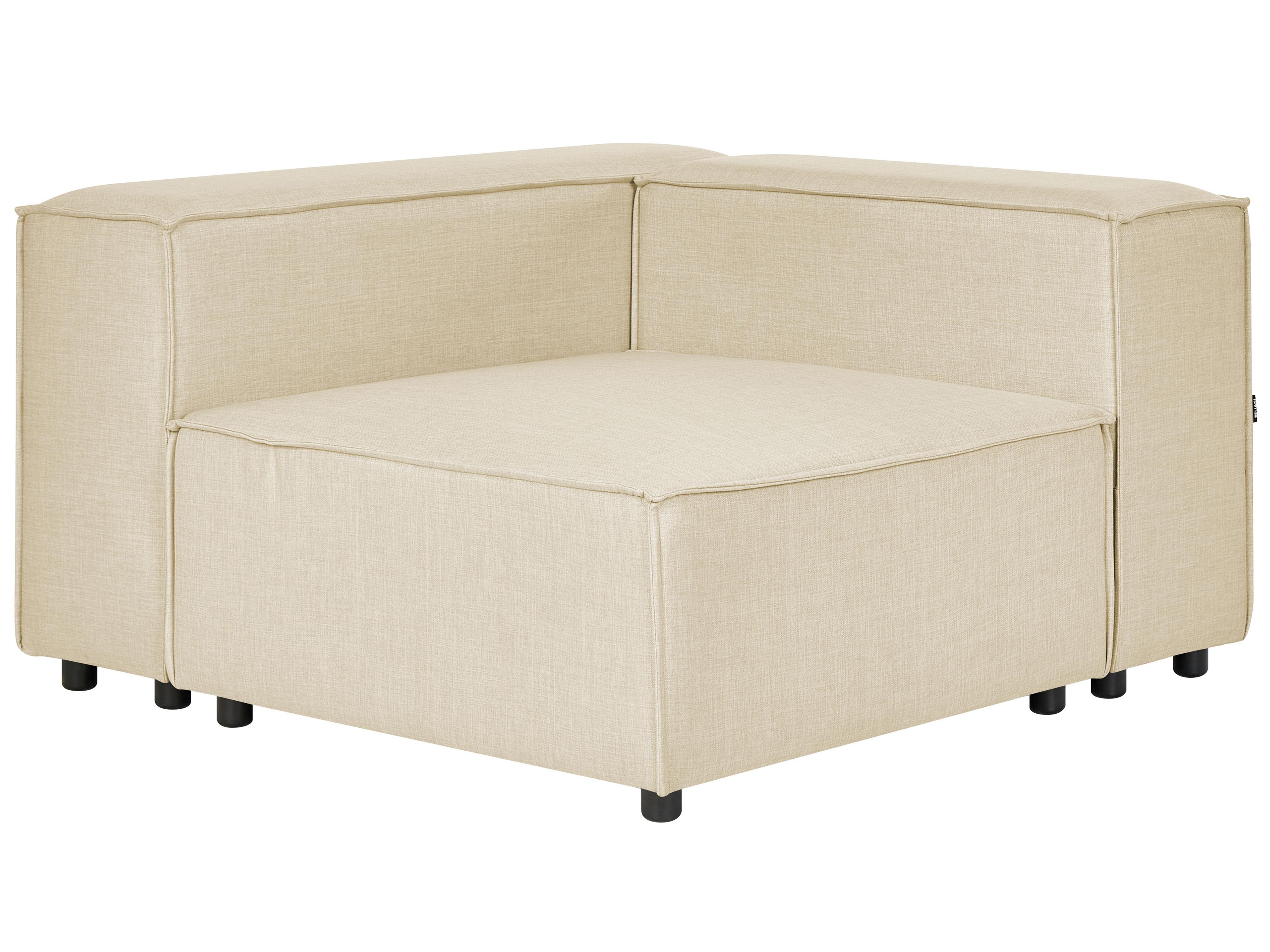 Modulaire hoekbank 2-zits APRICA Kunstlinnen Beige met ottomaan rechtszijdig