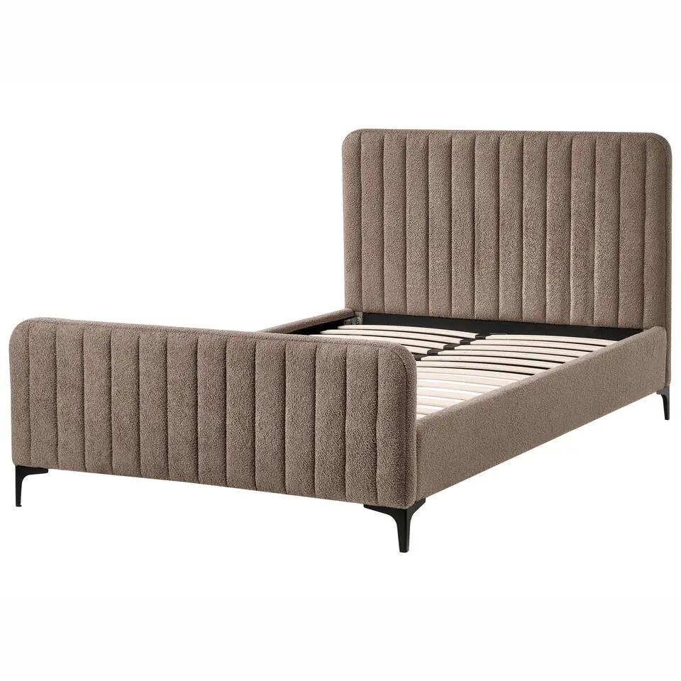 LUNAN - Tweepersoonsbed - Taupe - 120 x 200 cm - Bouclé