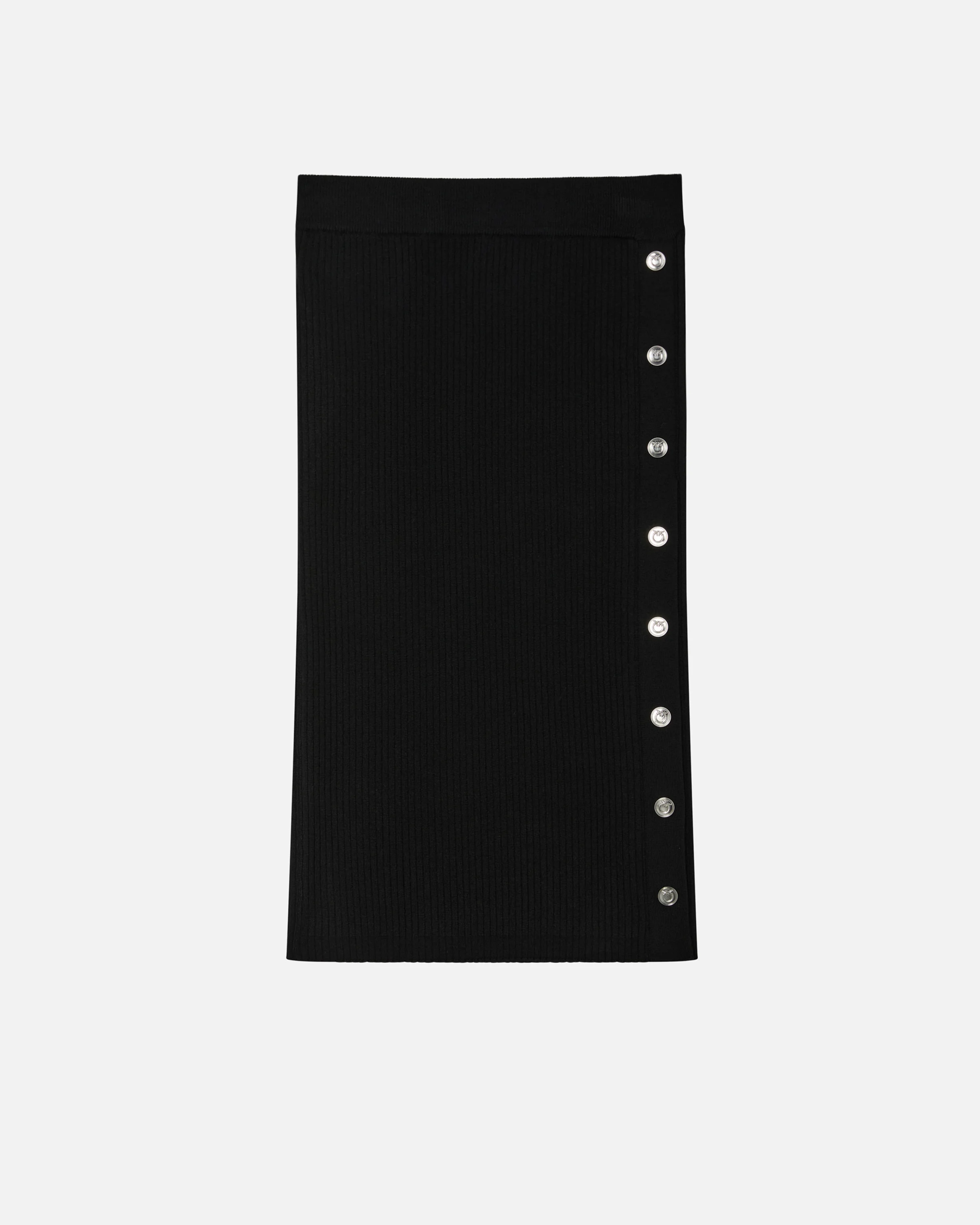 Jupe mi-longue côtelée à boutons | Noir