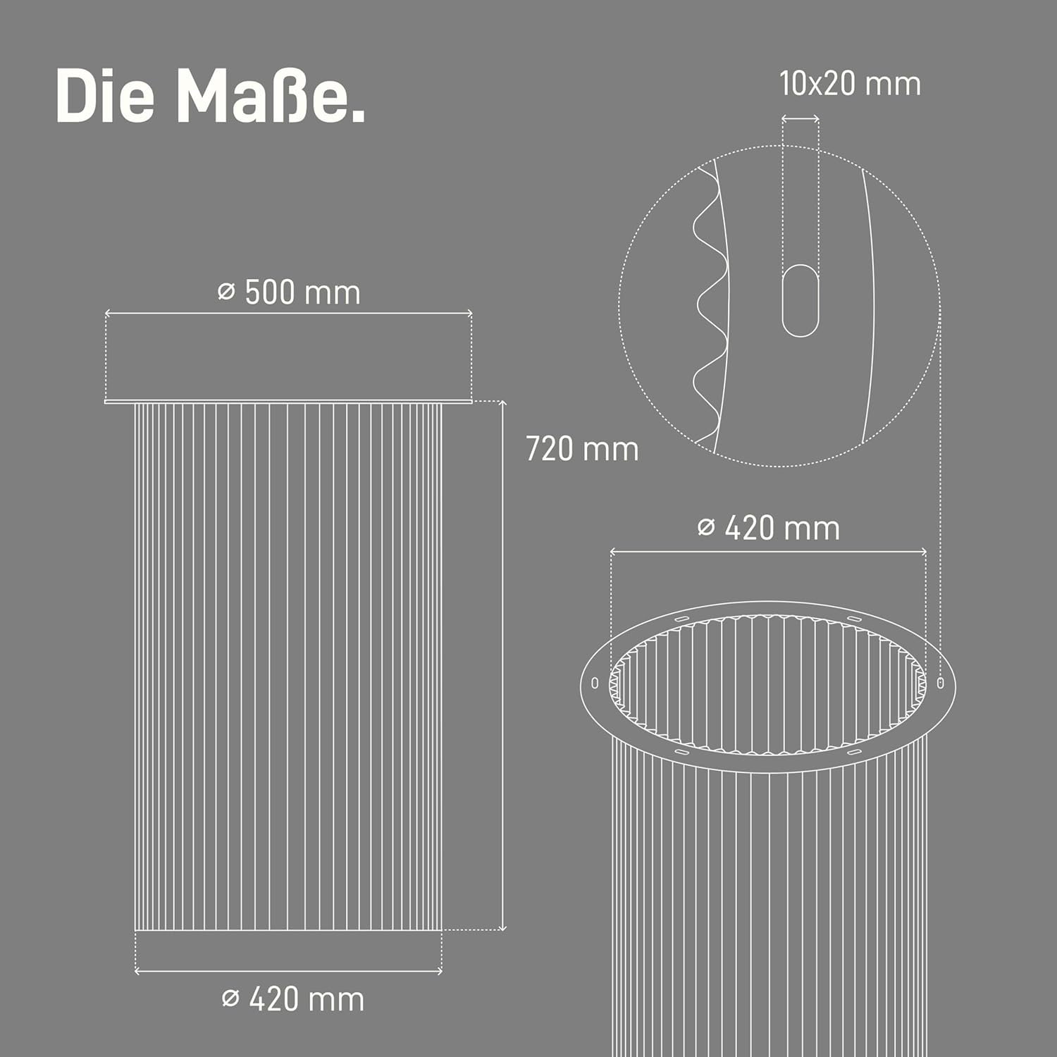Natural Goods Berlin Tischsäule Round Wavy Tischgestell Metall Weiß 72 cm groß - Modern Table Leg Gestell - Fuß für Esszimmertisch pulverbeschichtet - Rundes Untergestell für Tischplatte