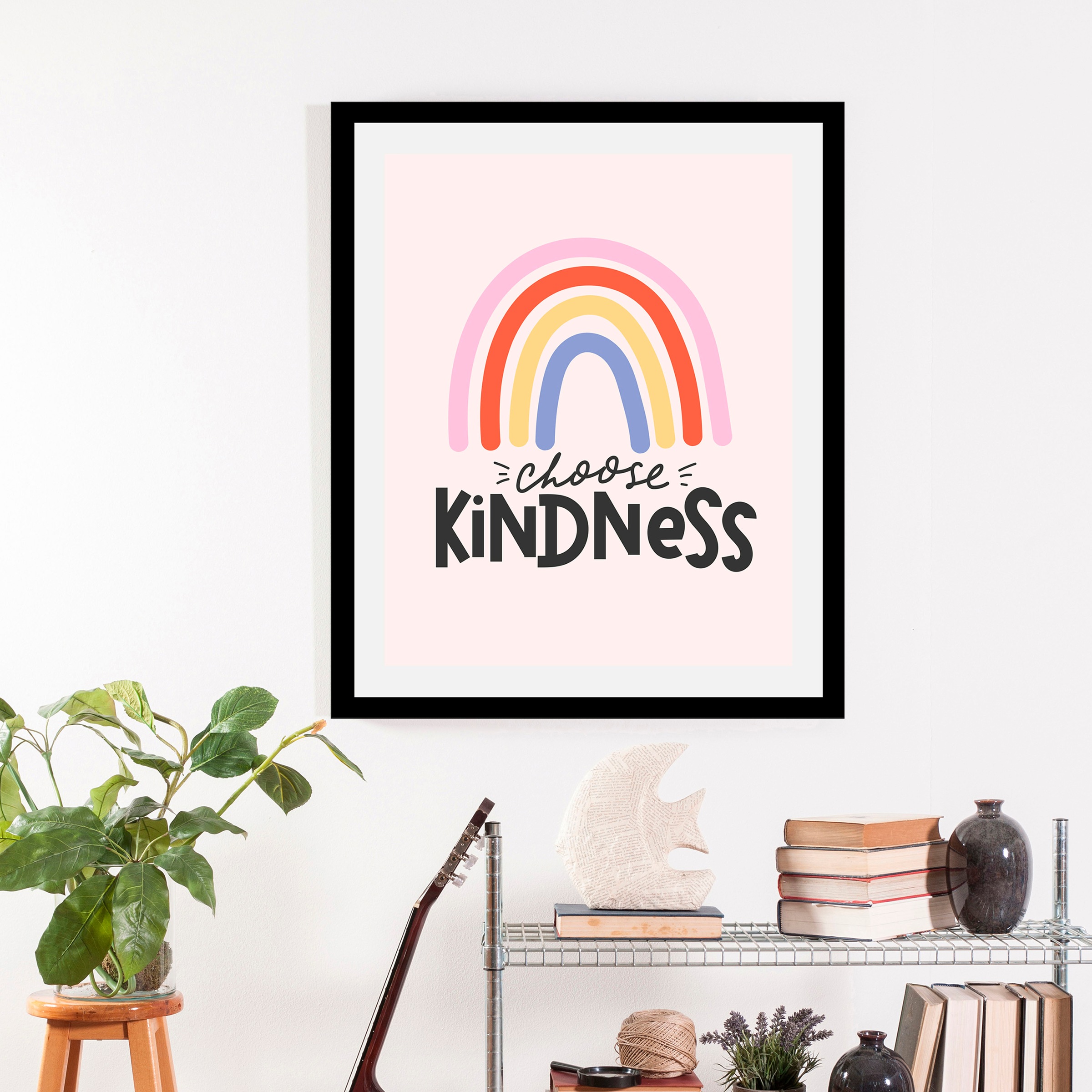 queence Bild »Choose Kindness« Kunst | Motivationsbilder | Regenbogen | Schriftzüge 1 Stk. tlg. gerahmt