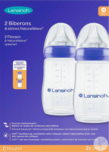 Lansinoh Biberon Avec Tétine Natural Wave 240ml 2 Pièces