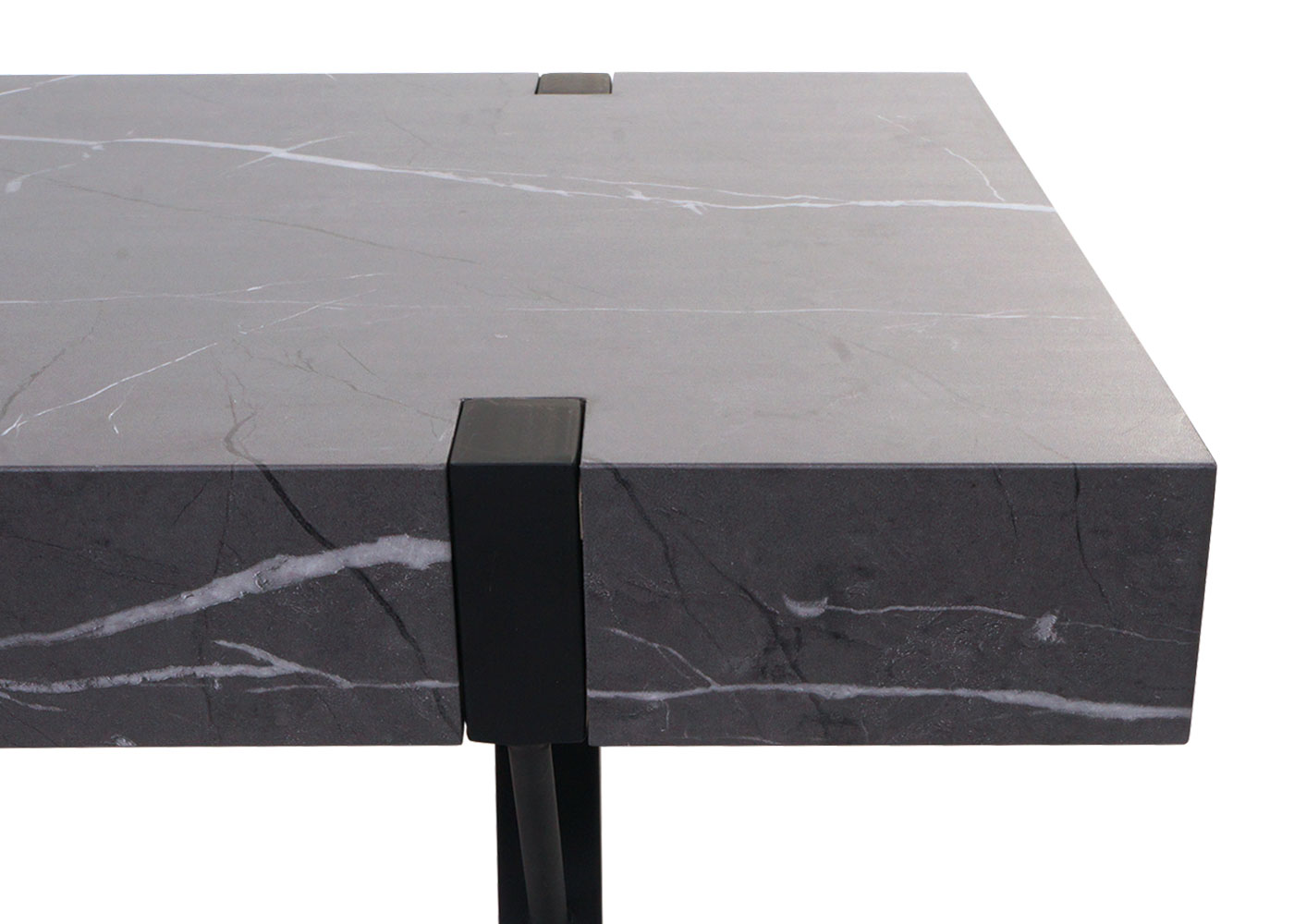 Couchtisch MCW-L54, Wohnzimmertisch Beistelltisch Sofatisch, Metall 43x110x60cm ~ Marmor-Optik grau