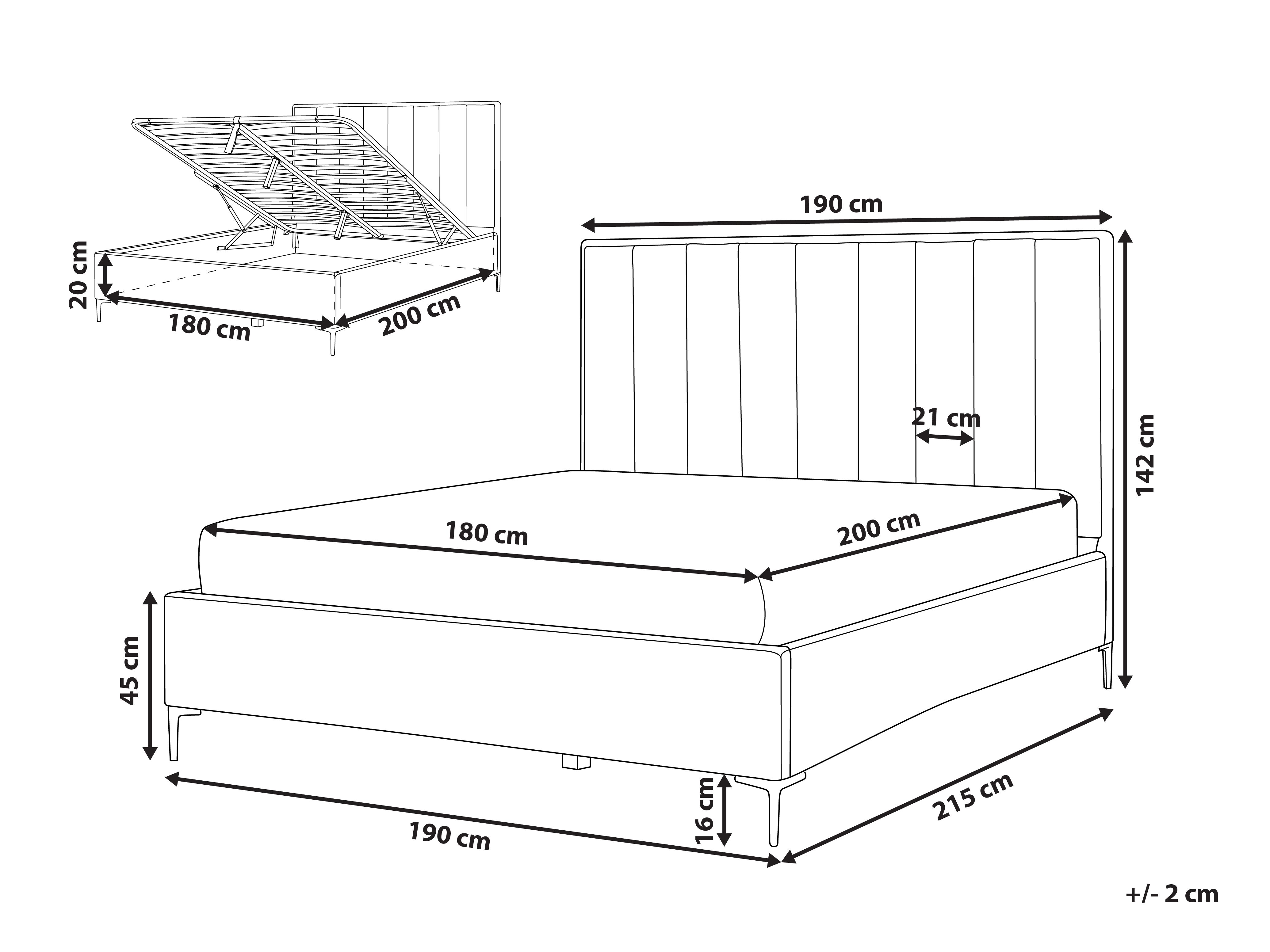 Bed met opbergruimte Fluweel SEZANNE 180 x 200 cm Roze