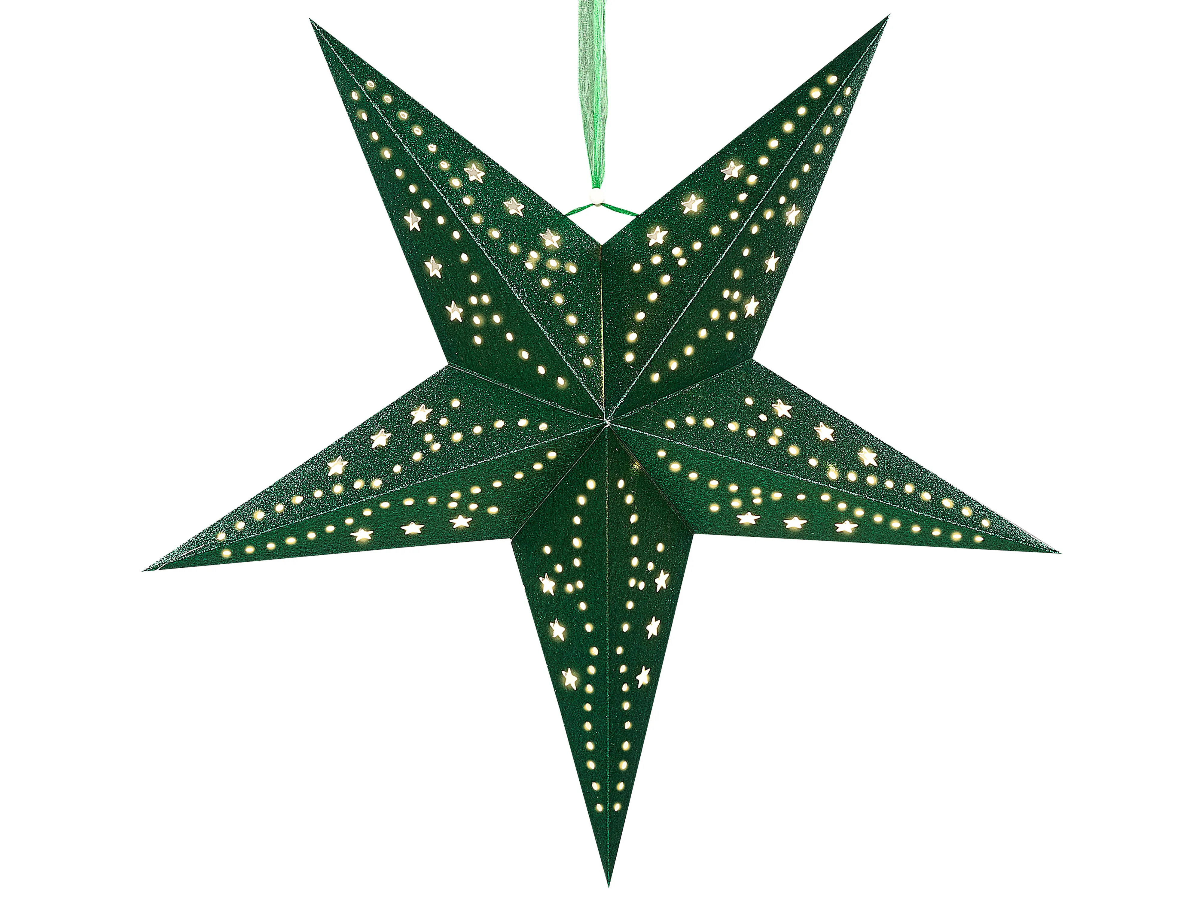 Set van 2 hangende decoraties LED MOTTI Ster 45 cm Smaragdgroen
