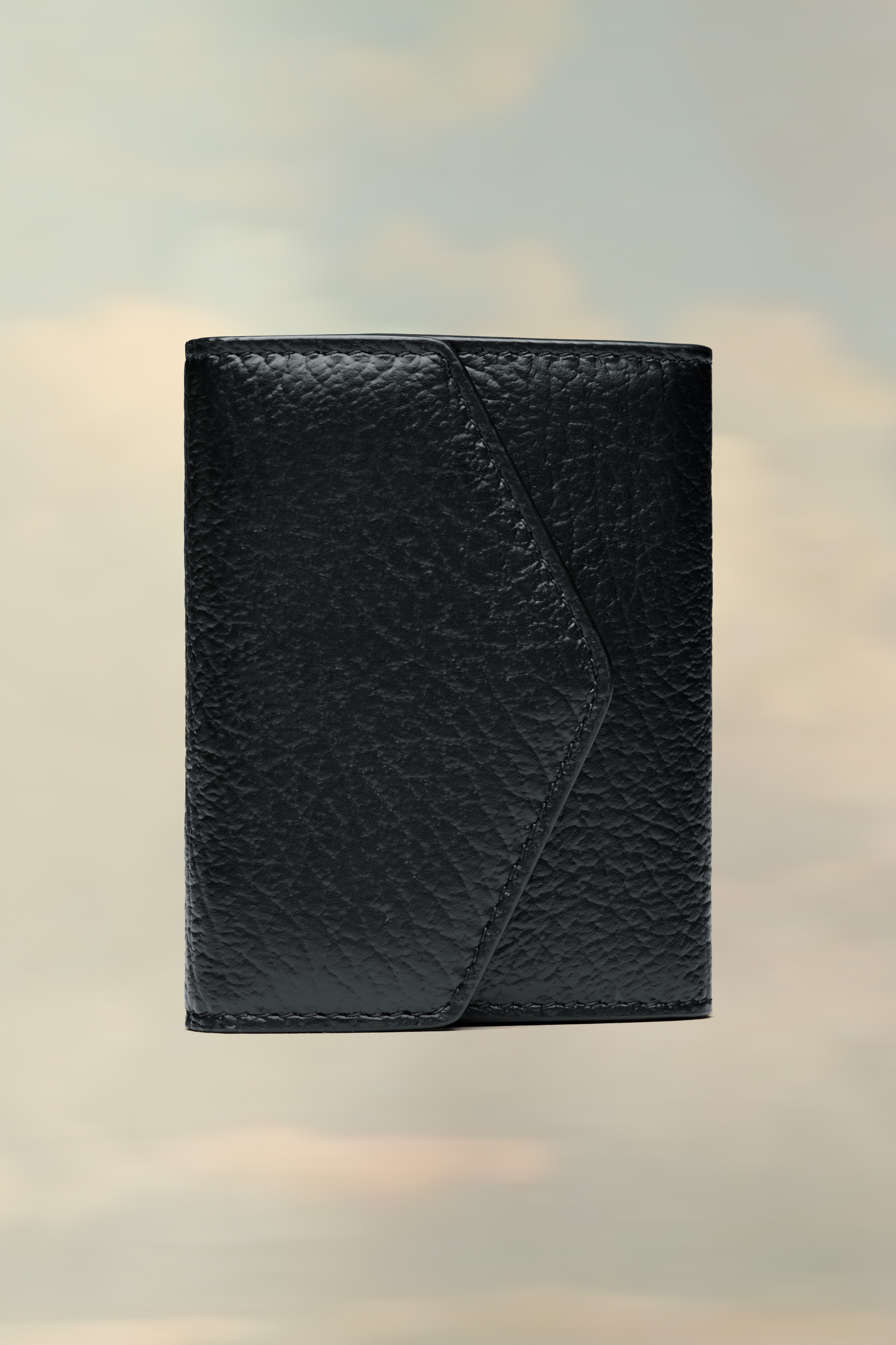Portefeuille en cuir noir pour femme