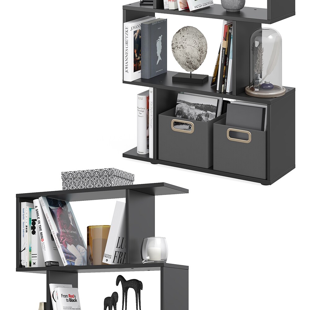 VICCO Raumteiler LEVIO 6 Fächer Schwarz Bücherregal Standregal Aktenregal Hochregal Regal