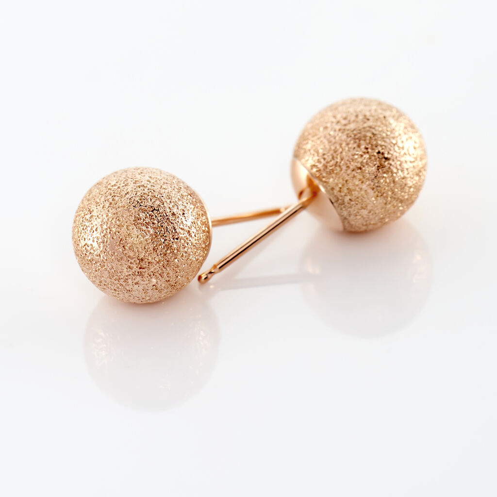 Boucles D'oreilles Puces Fidelia Boule Sablee Or Rose