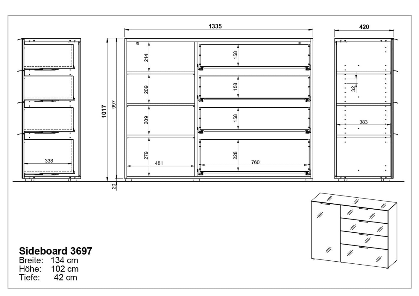 Germania Oakland Dressoir Wit