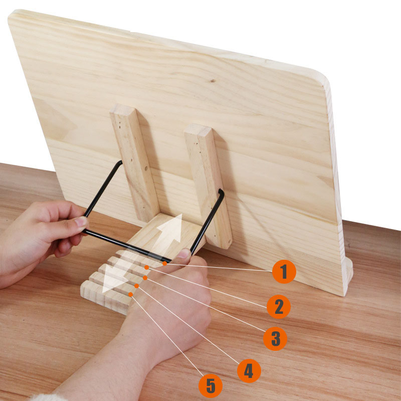 (38x30cm) Verstellbarer Holz Buch Ständer Buchhalter - Braun
