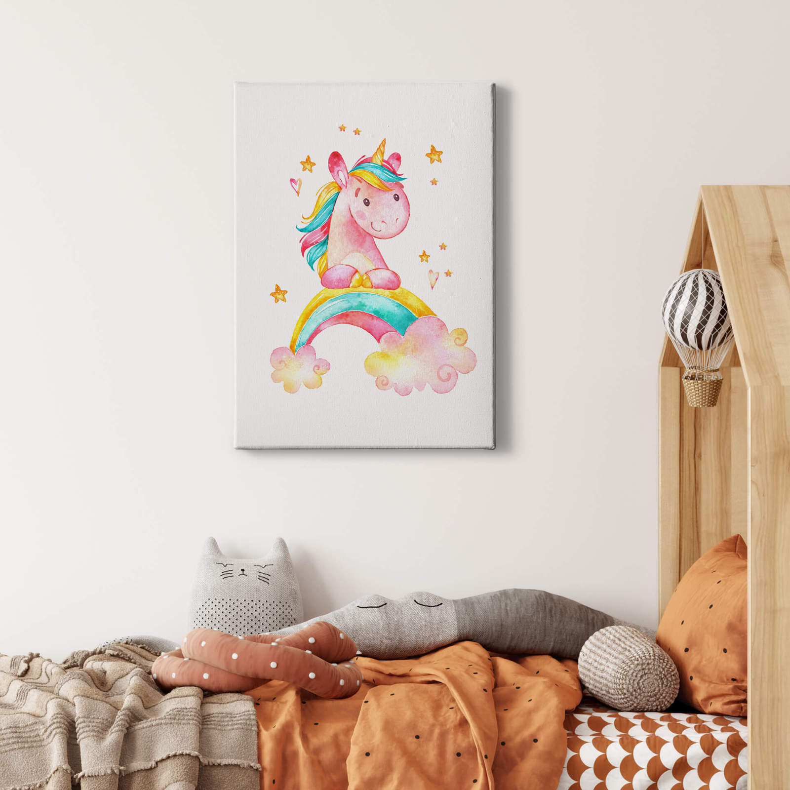 Leinwandbild EINHORN - pink - 50x70 cm