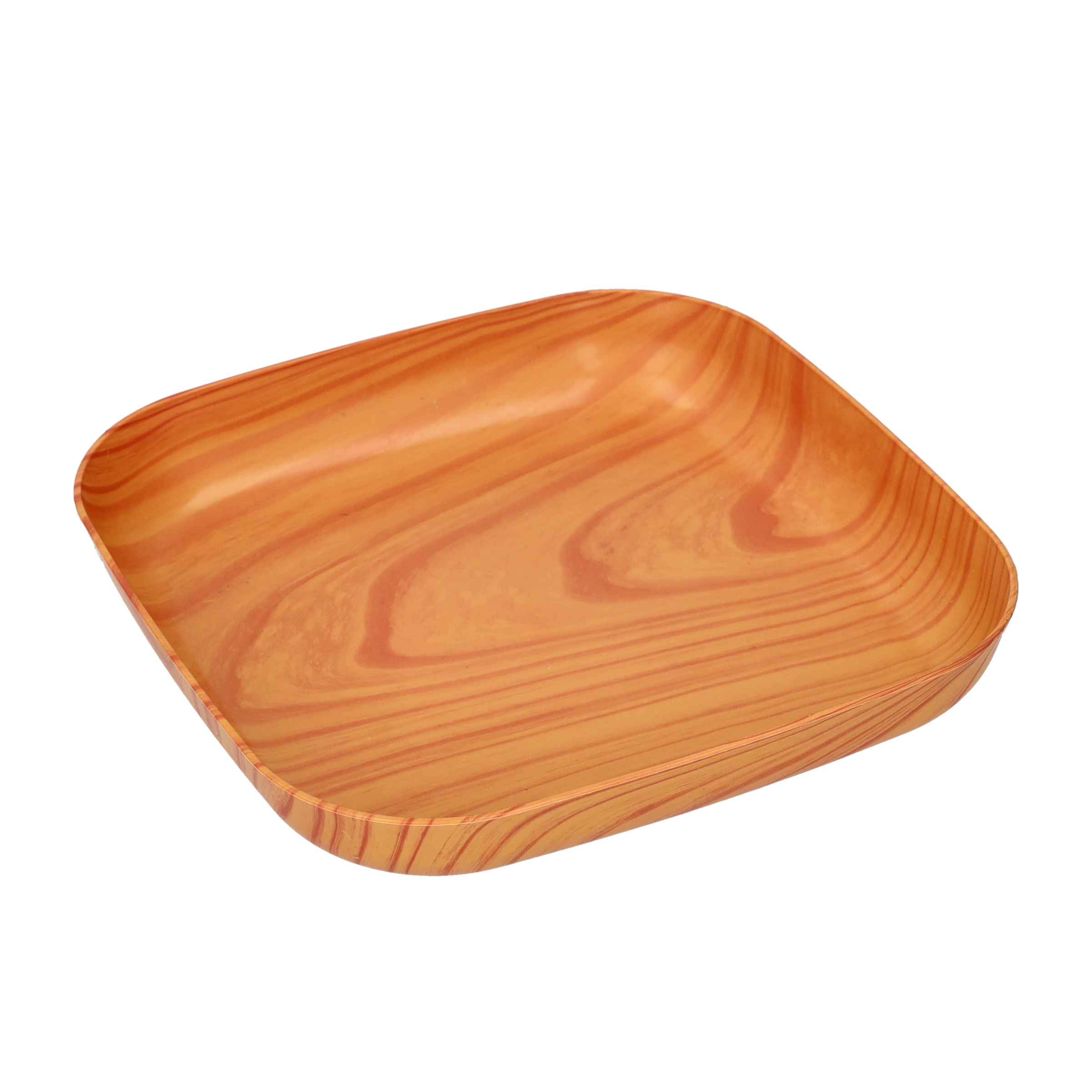 (13-tlg. Set) Serviertablett Küchen Snack Tablett inkl. Schälchen   Teller in Holz Optik - Braun