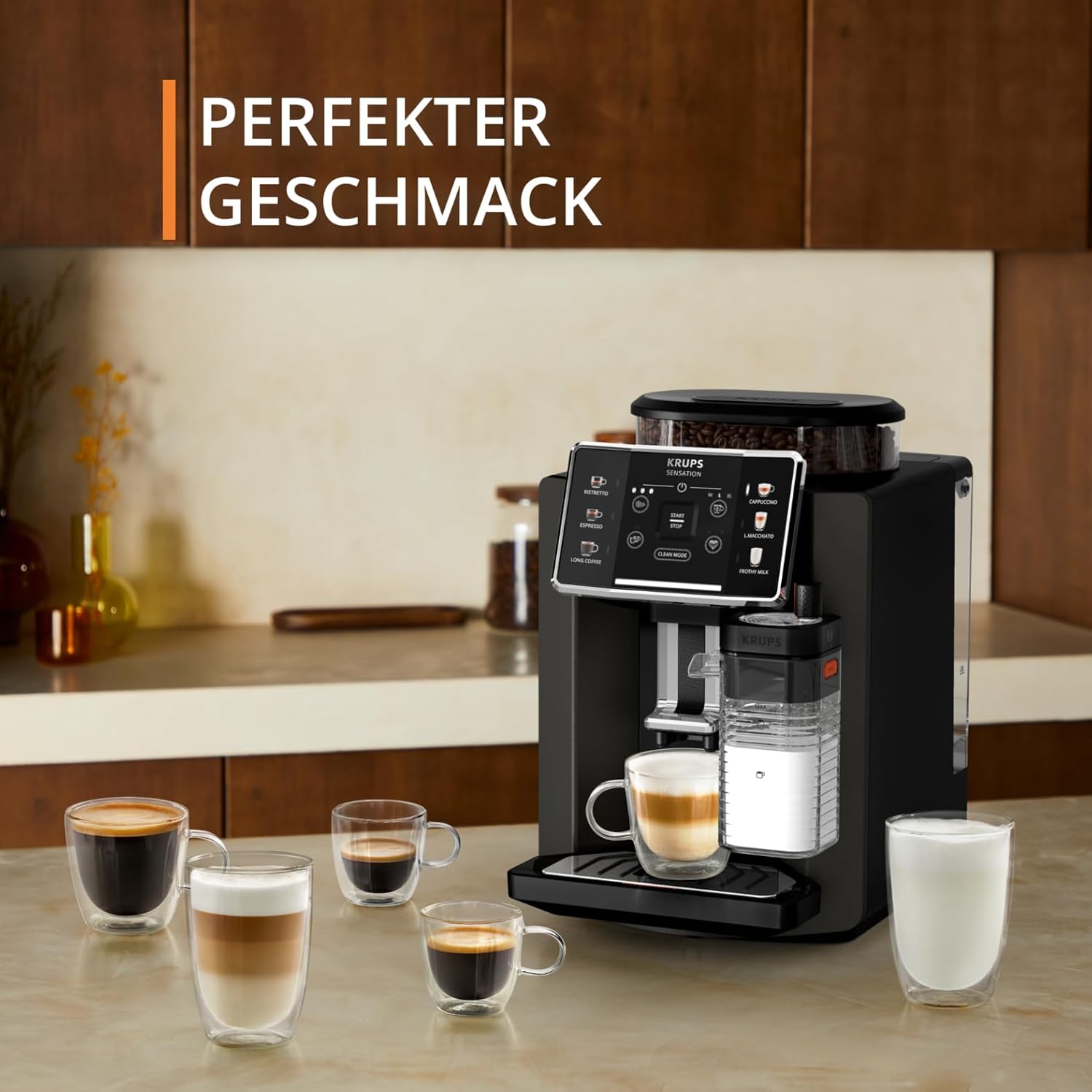 KRUPS Sensation Milk Kaffeevollautomat, 6 Kaffee & Milchgetränke, perfekter Geschmack, Milch Maestro Technologie, perfekter Milchschaum, einfach zu bedienen, mühelose Reinigung, platzsparend, EA912E