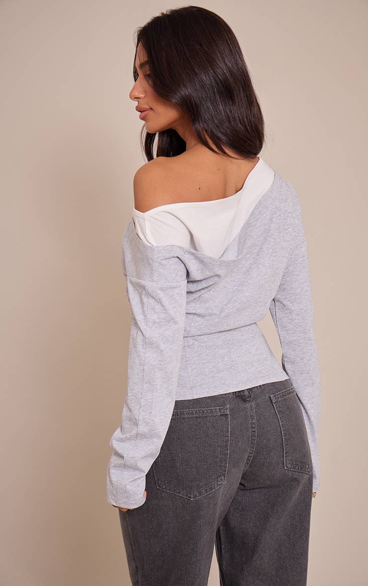 Gris Haut Petite À Double Épaisseur Avec Détail Asymétrique
