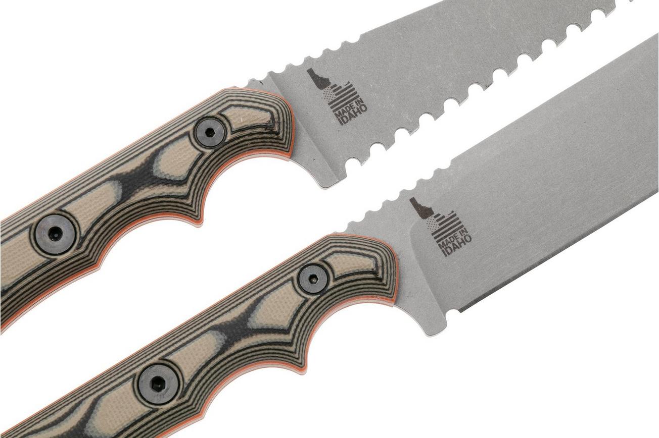 TOPS Knives Muley Combo MCMB-02, 154CM Tumble Finish, Tan Black G10, Kydex Sheath, jacht set, Leo Espinoza design