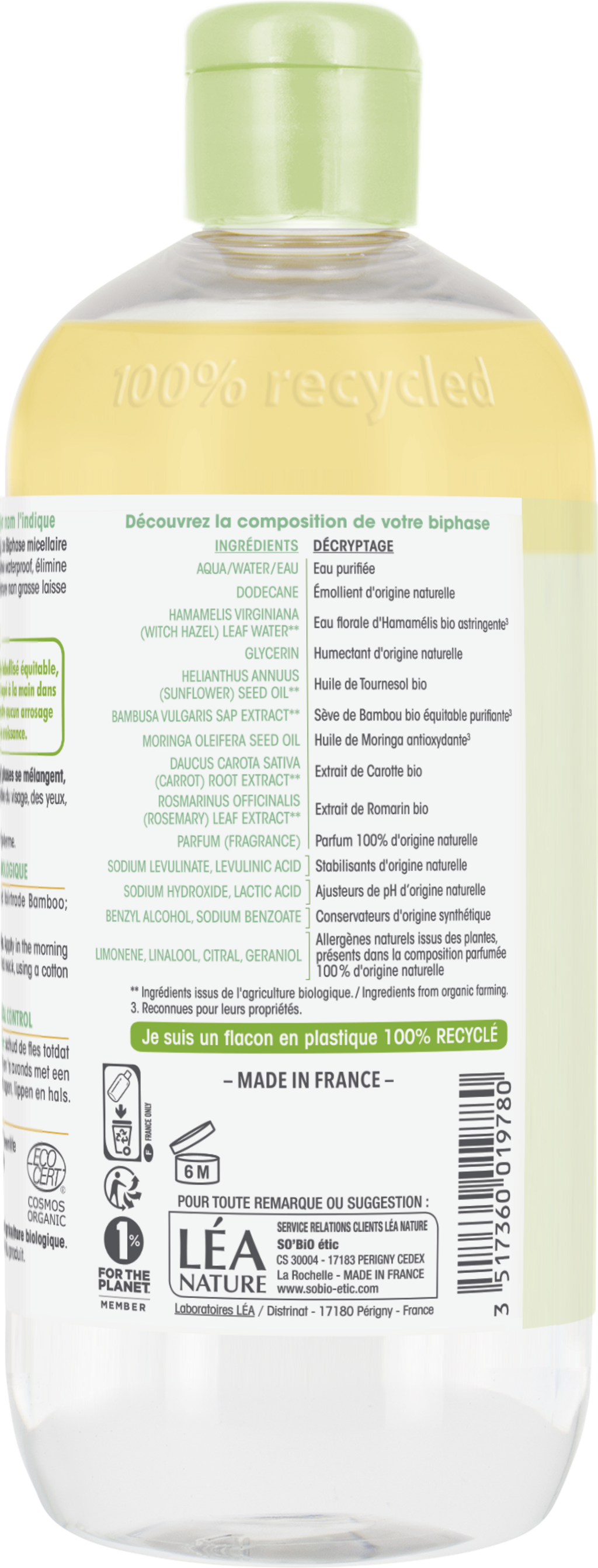 LÉA NATURE SO BiO étic  PurBAMBOO 2-Phasen Mizellenwasser, 500 ml