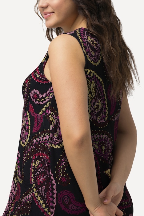 Jerseykleid, Paisleymuster, A-Linie, Rundhals, ärmellos