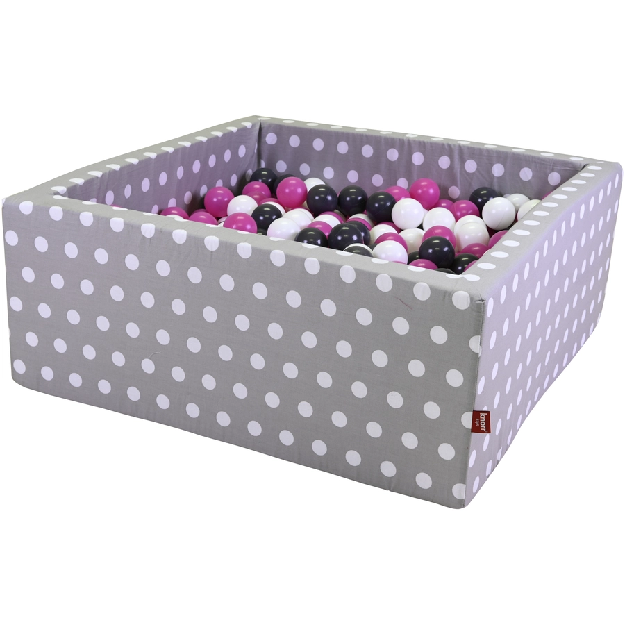 knorr toys® Bällebad soft eckig - Grey white dots - 100 balls cremegreyrose grau