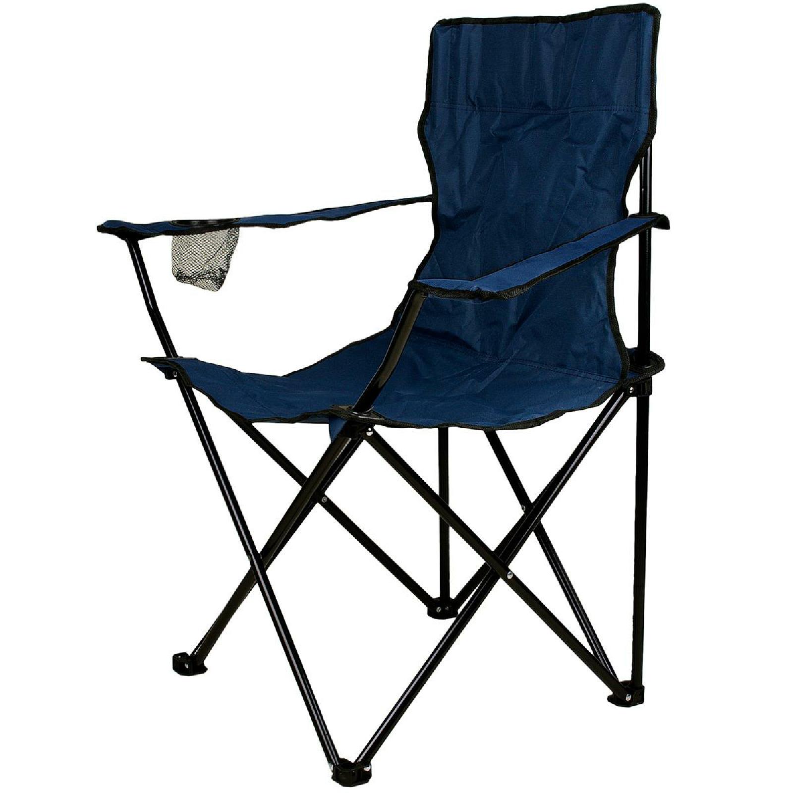 VCM Faltstuhl Campingstuhl mit Armlehne Getränkehalter blau faltbar