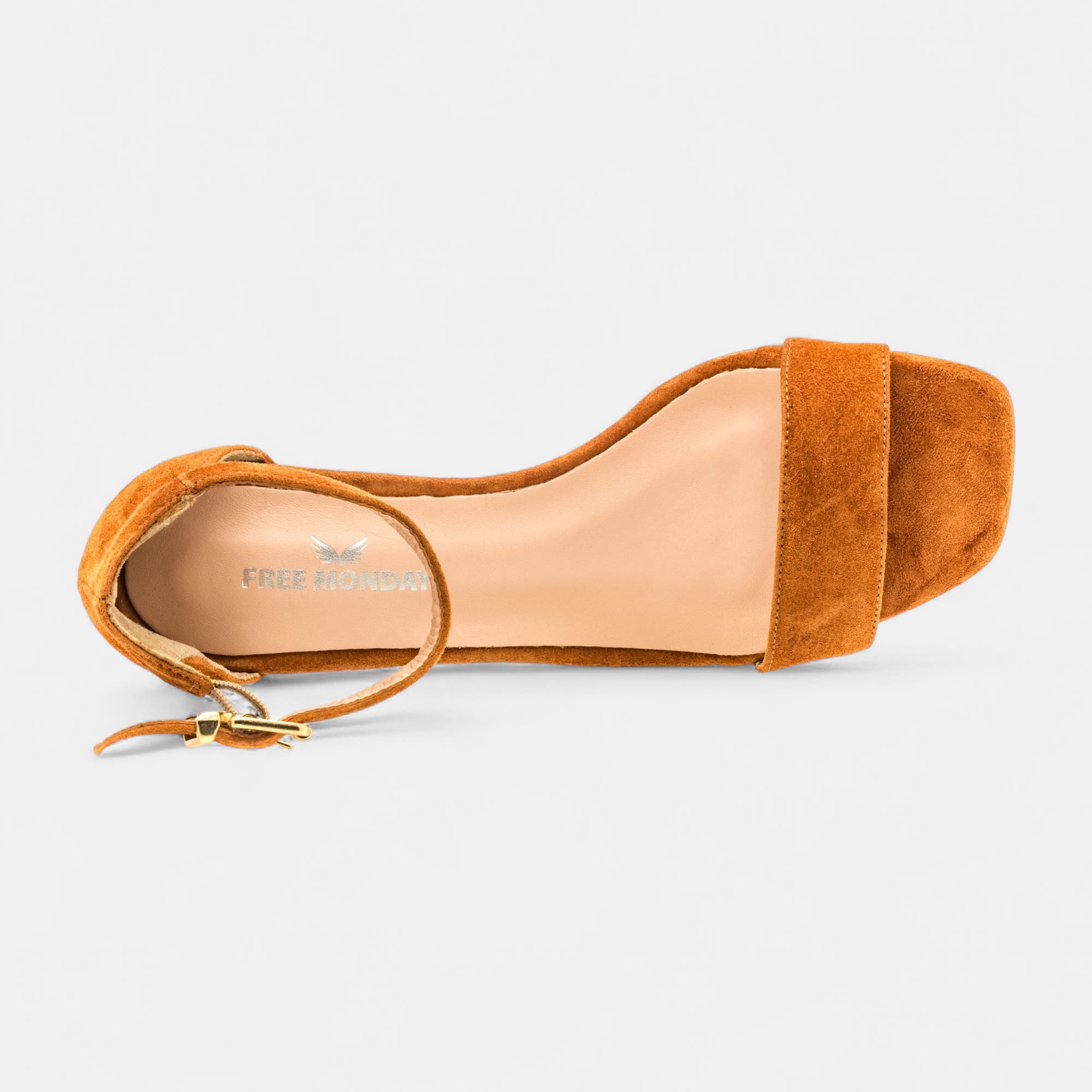 Nu-pieds à talon Femme en cuir cognac