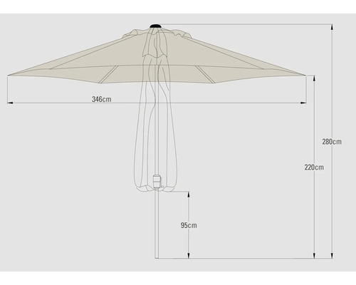 Cantilever parasol Nancy Soluna Ø 350 cm Polyester (PES) ecru