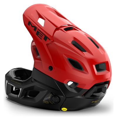 Casque avec Mentonnière Amovible Met Parachute MCR Mips Rouge/Noir