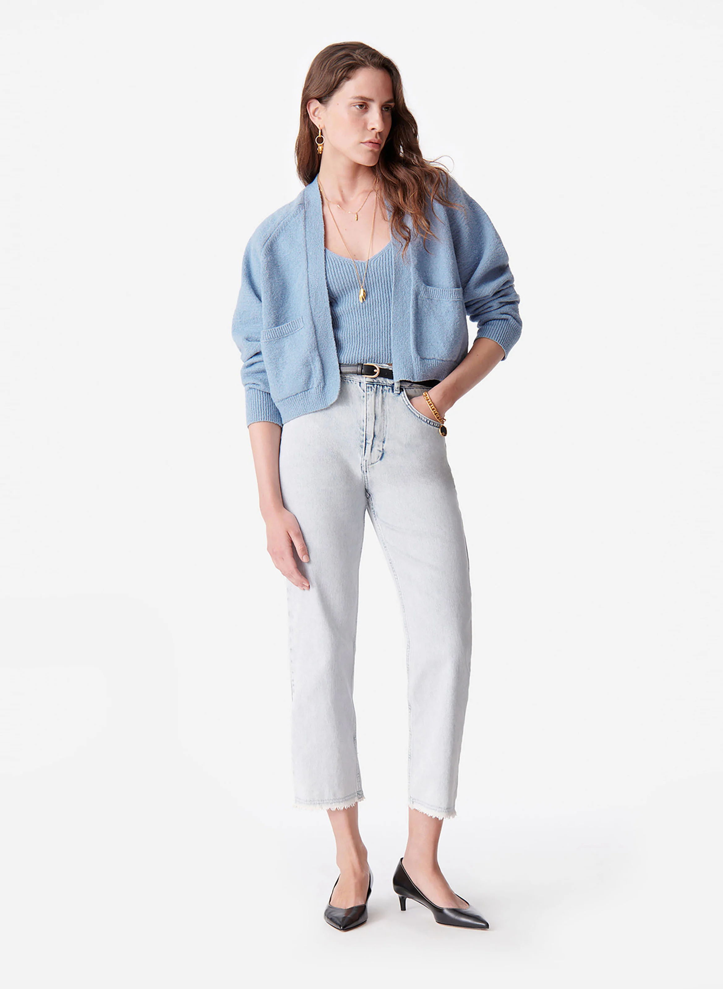 BEGONIA - Cardigan en coton mélangé| Bleu