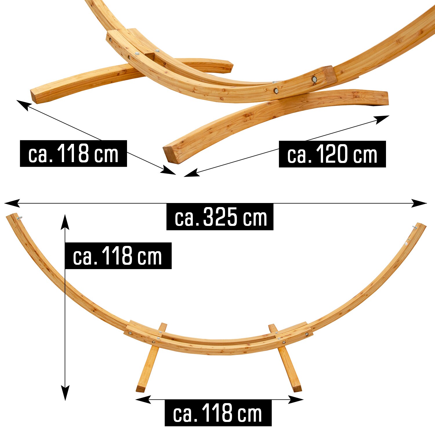 XXL Hängematte mit Gestell - 325 cm Hängemattengestell Holz mit Stabhängematte